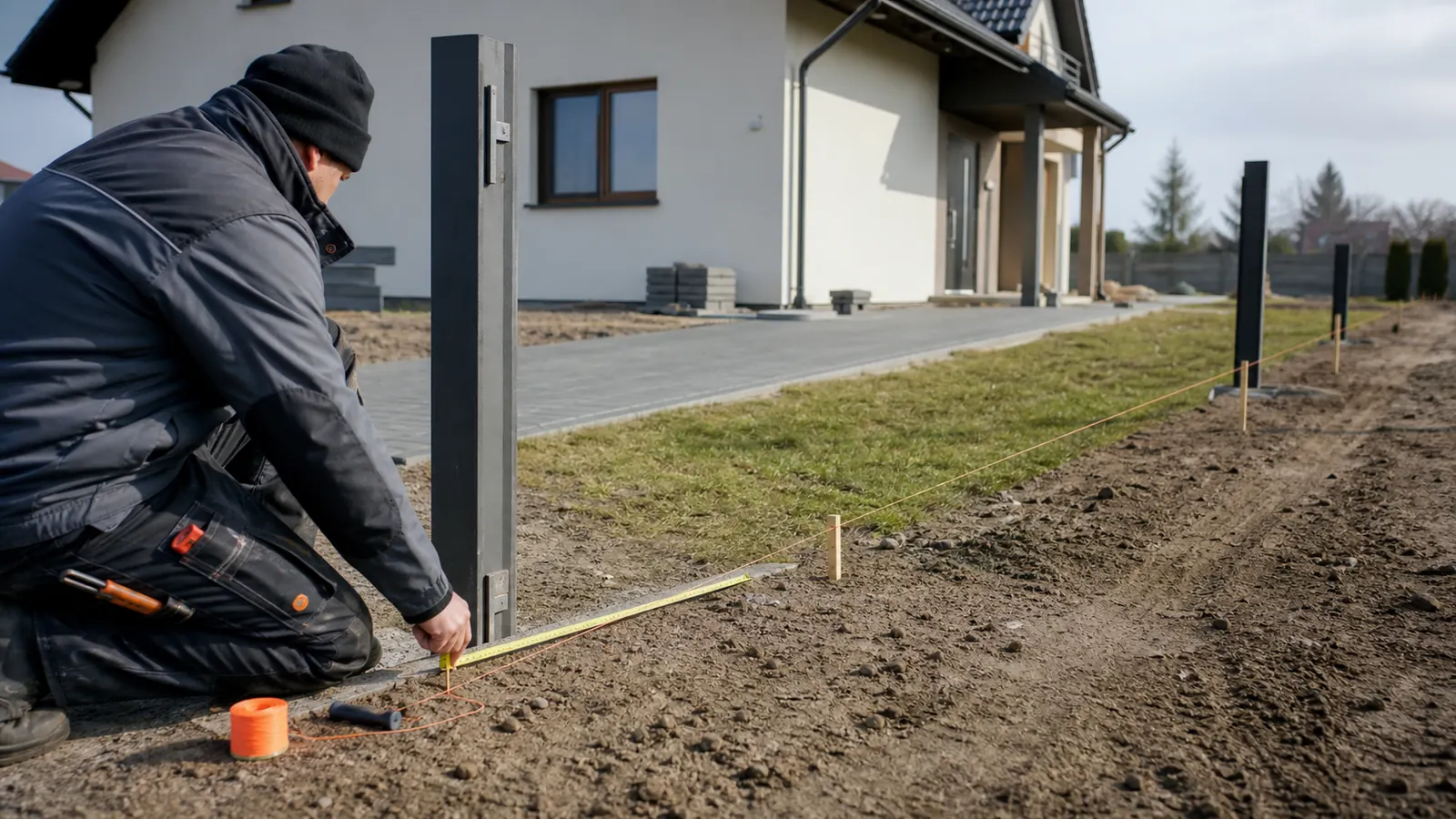 Pomiar i wyznaczenie linii ogrodzenia przed montażem w Oleśnicy